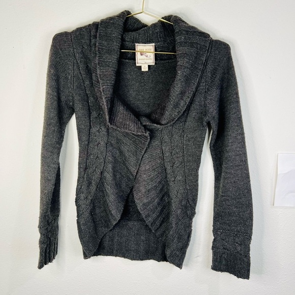 Pink Rose Women’s Cable Knit Cardigan Sweater, Dark Gray, Size Small Cozy Winter - Picture 2 of 16